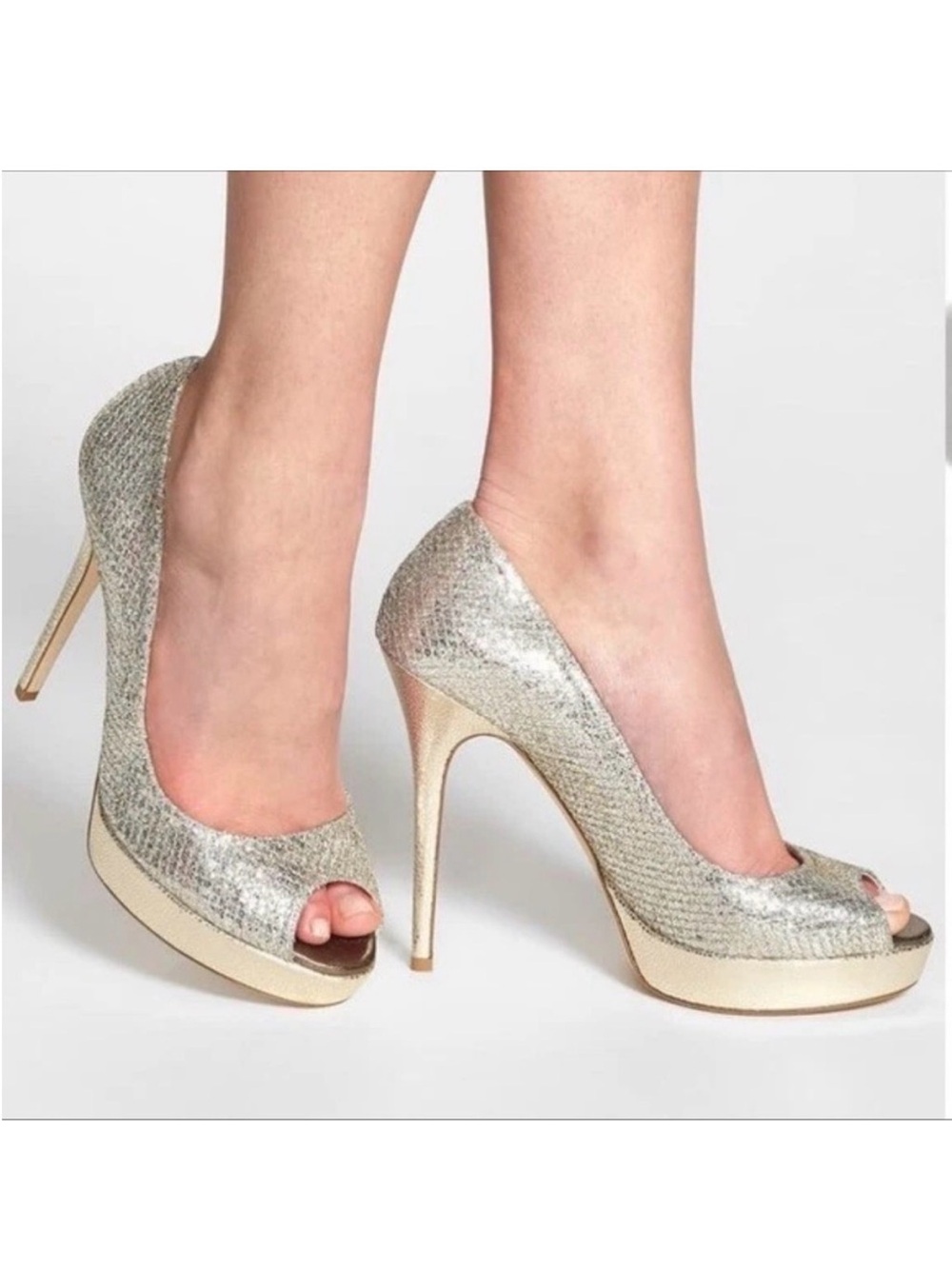Jimmy Choo Glitter Champagne Stiletto Pumps